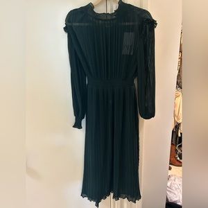 Holiday Green MIDI dress with detail neck